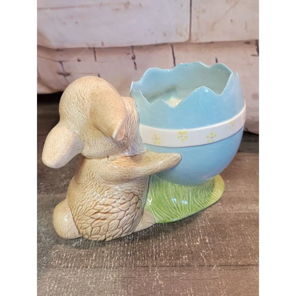 Baby bunny Easter egg ceramic home‎ decor spring figure
